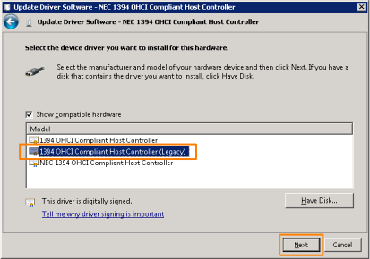 ohci 1394 host controller driver